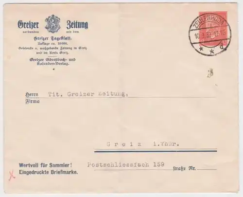 41319 DR Enveloppe complète P117/B4/03 Greizer Zeitung 1932