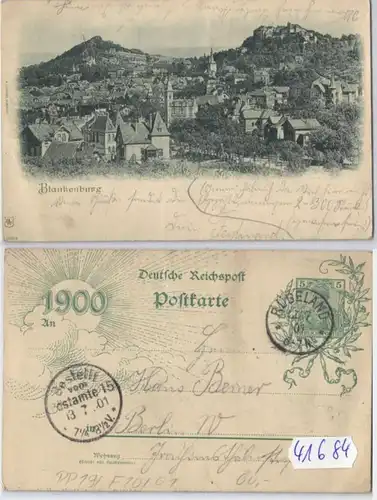 41684 DR Ganzsachen Postkarte PP19/F10/01 Blankenburg 1901