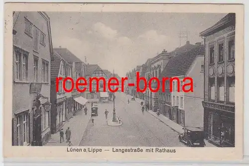 50344 Ak Lünen a.Lippe Langestrasse avec hôtel de ville 1935