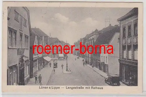 50344 Ak Lünen a.Lippe Langestrasse mit Rathaus 1935