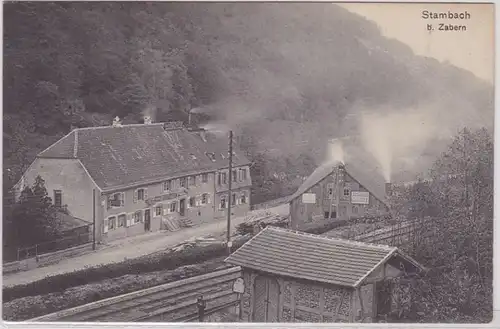 56505 Ak Stambach bei Zabern Vogesen Bahnanlagen um 1915