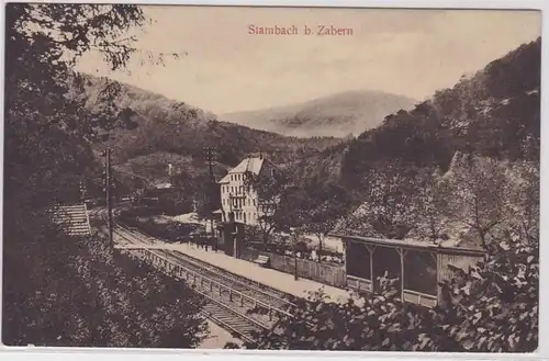 56863 Ak Stambach près de Zabern Vosgeen Hotel Distel avec gare vers 1915