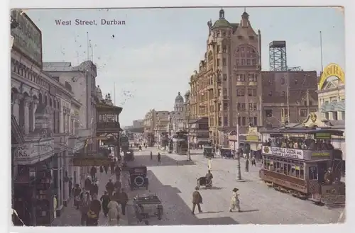 56911 Ak Durban West Street avec tram 1930