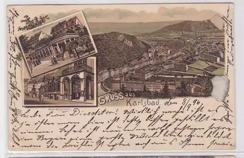 59229 Ak Lithographie Gruss aus Karlsbad 1896