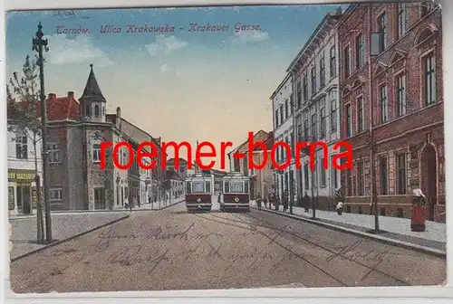 59821 Feldpost Ak Tarnow Ulica Krakowska Cracovie Rasse avec tram 1917