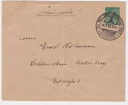 61340 DR Ganzsachen Umschlag PU85 29.Dt.Philatelistentag Dresden 1923