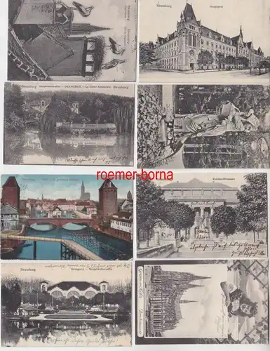 61671/8 Ak Strassburg Hauptpost, Restaurant, Orangerie, Brücken usw. um 1910