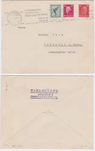 63256 DR Plein de choses Enveloppe PU111/A1 Munich vers Görlitz 1927