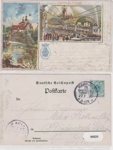 66828 DR Ganzsachen Postkarte PP9/C69/03 IX.Dt.Turnfest Hamburg 1898