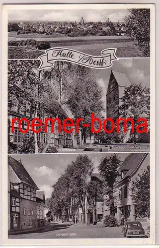 67169 Mehrbild Ak Halle i. Westf. Totale, Kirchplatz, Langestrasse 1957