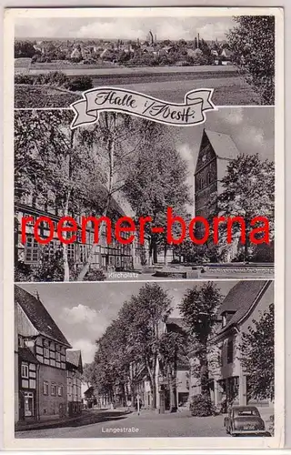 67169 Multiages Ak Halle i. Westf. Totale, Kirchplatz, Langestrasse 1957