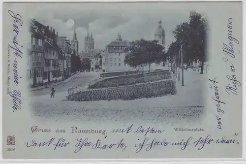 68348 Mondschein AK Gruss aus Naumburg - Wilhelmsplatz m. Blick a.d. Kirche 1898
