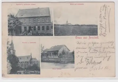 68903 Mehrbild Ak Gruß aus Arnstedt Gasthof zum goldenen Löwen usw. 1903