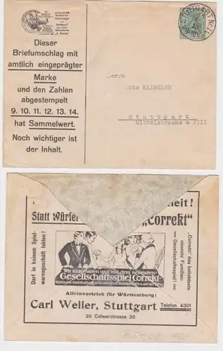 69202 DR Ganzsachen Umschlag PU/B54/2 Carl Weller Stuttgart 1913