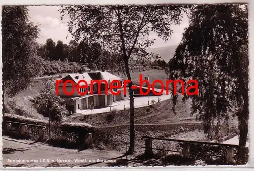 69276 Foto Ak Bootshaus des L.S.B. v. Nordrh. Westf. am Sorpesee 1958