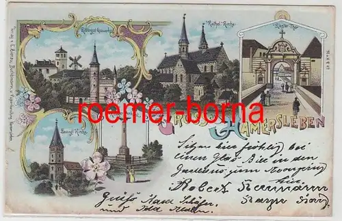 69312 Ak Lithographie Gruß aus Hamersleben Rittergut usw. 1900