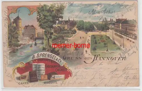 70125 B.Sprengel & Co. Reklame Ak Lithographie Gruß aus Hannover 1898