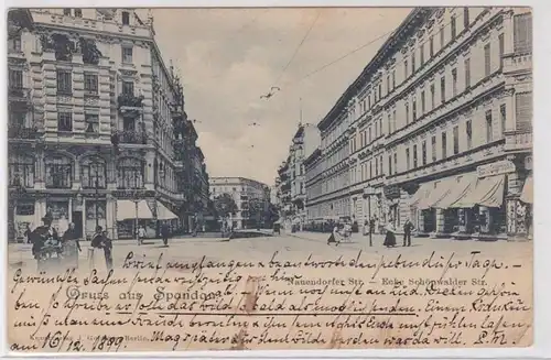 70774 AK Gruss aus Spandau - Nauendorfer Straße, Ecke Schönwalder Straße 1899