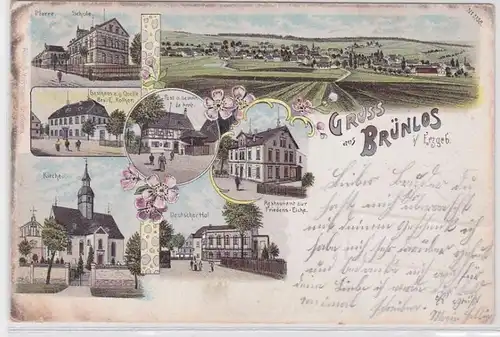 71380 Ak Lithographie Gruß aus Brünlos im Erzgebirge Gasthof usw. 1899