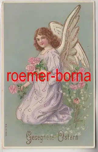 71558 geprägte Ak Gesegnete Ostern: Engel mit Rosen 1911