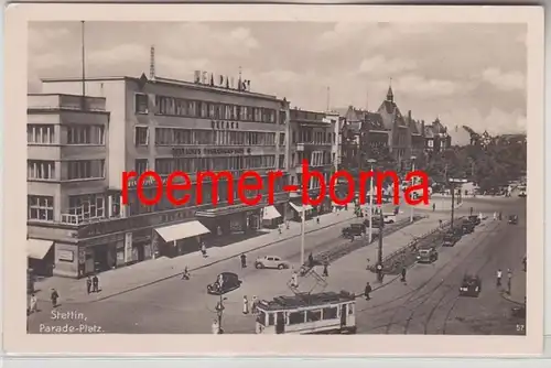 73284 Ak Stettin Paradeplatz Deutsches Familienkaufhaus DEFAKA um 1940
