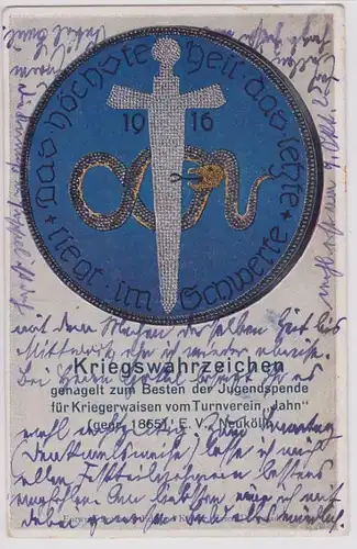 73408 Ak Neukölln Berlin Kriegstruezeichen des Turnverein 'Jahn' 1916