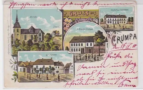 74141 Ak Lithographie Gruß aus Crumpa Gasthof, Gut v. Tümmel usw. 1910