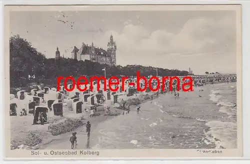 74595 Ak Sol- et la mer Baltique bain de Kolberg Strandleben vers 1920