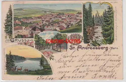 74686 Ak Lithographie Gruss aus St.Andreasberg im Harz 1901