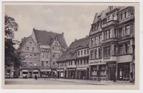 75217 AK Bitterfeld - Marktplatz mit Hotel, Konsum, Friseur & Lebensmittelhaus