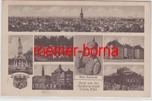 75254 Multi-image Ak Salutation de la garnison Ville de Düren Rhld. 1920
