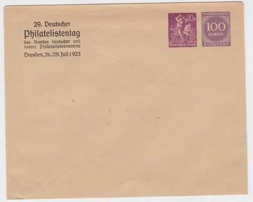 75742 DR Ganzsachen Umschlag PU 29.Dt.Philatelistentag Dresden 1923