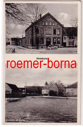 75970 Mehrbild Ak Heteborn  Gasthof zum schwarzen Roß / Dorfteich 1942