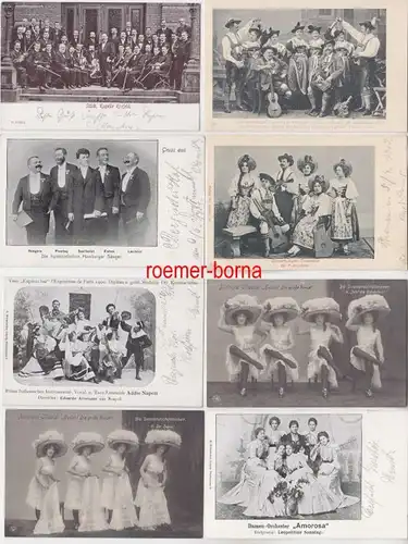 76091/8 Ak Künstler Ensemble Tanz, Orchester, Sänger um 1910