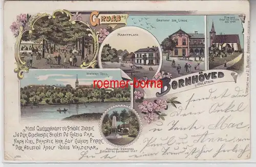 76270 Ak Lithographie Gruss aus Bornhöved Gasthof zur Linde, Waldkater usw. 1903