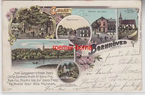 76270 Ak Lithographie Gruss de Bornhöved Gasthof zur Linde, Waldkater etc. 1903