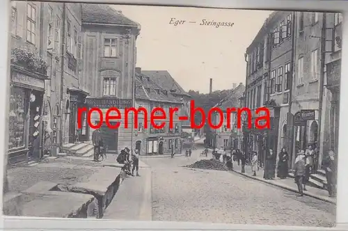 76413 Ak Eger Cheb Steingasse mit Fischhandlung 1921