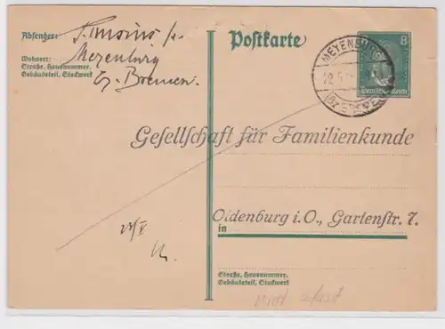 76962 DR Ganzsachen Postkarte P176 Zudruck Familienkunde Gesellschaft Oldenburg