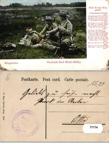 77174 Feldpost Ak allemand Sud-Ouest Afrique images de guerre vers 1907