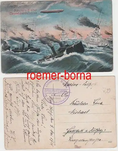 77312 Feldpost Ak Durchbruch einer Torpedobootsdivision 1915 Zeppelin