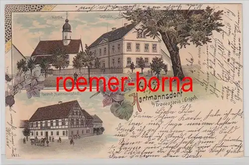 78170 Ak Lithographie Gruss aus Hartmannsdorf bei Frauenstein im Erzgebirge 1903