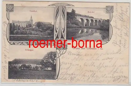 78171 Mehrbild Ak Gruss aus Crossen i.Sa. Gasthof, Rittergut, Brücke um 1910
