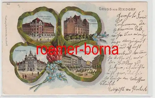 78218 Kleeblatt Ak Lithographie Gruss aus Rixdorf 1903