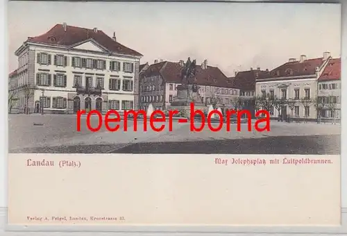 78242 Ak Landau Palatinat Max Josephsplatz avec fontaine de Luitpold vers 1900