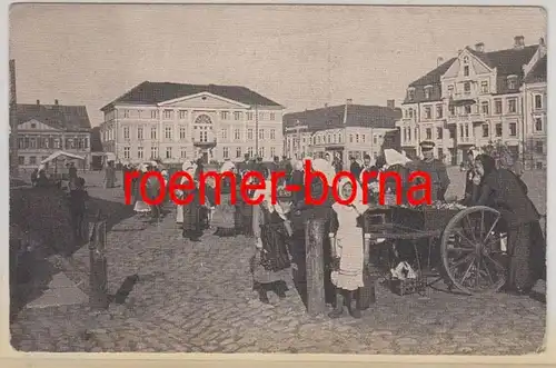 78363 Feldpost Ak Mitau Jelgava Marché avec Kurlandhotel 1916