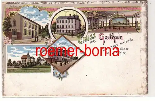 78416 Ak Lithografie Gruss aus Geithain Gasthaus zur Linde um 1900