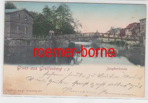 78462 Ak Gruß aus Greifenberg in Pommern Gryfice Jungfernbrücke 1901