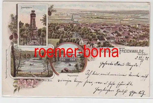 78466 Ak Lithographie Gruss de Freienwald au Oder Papenmühle etc.1898