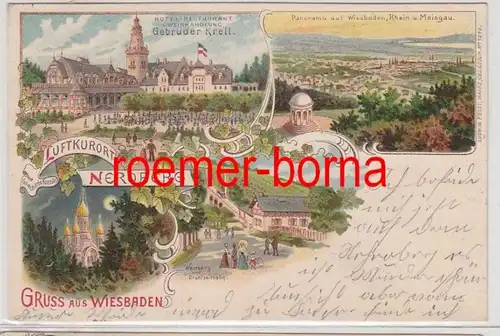 78478 Ak Lithographie Gruss de Wiesbaden station thermale de Neroberg 1898