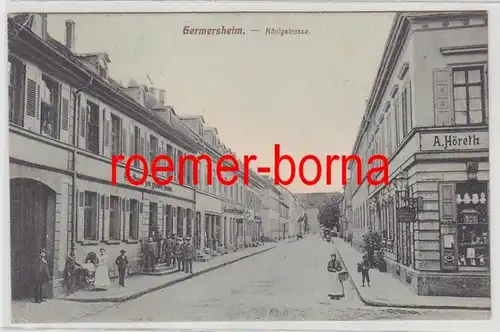 78557 Ak Germersheim Königstrasse Auberge de jeunesse à l'arbre vert 1914